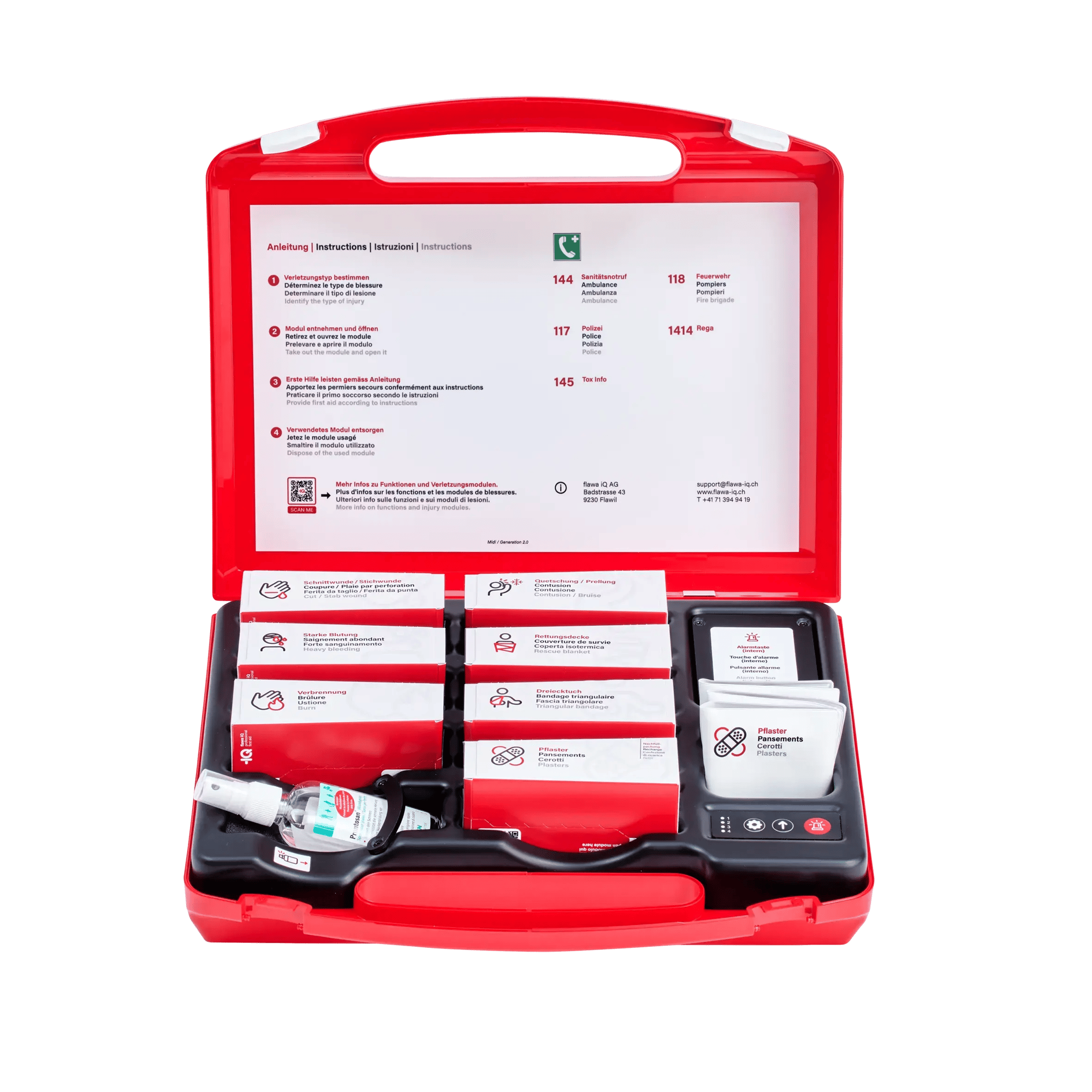 Flawa_iQ_Gen_2_Koffer_midi_offen_Standardbefüllung_Pro mit Etui_Spray (1)